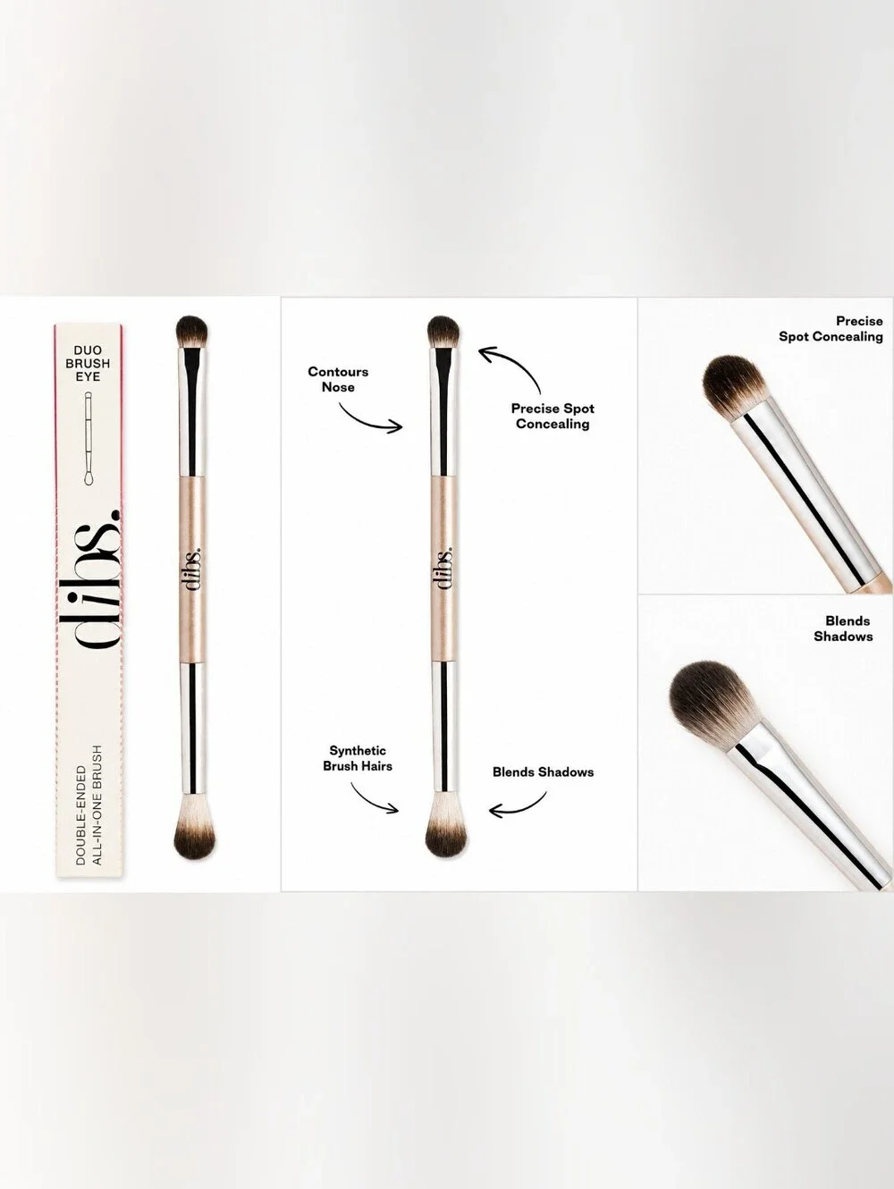 Dibs Double-Ended Eye Brush - Rose Gold and Silver